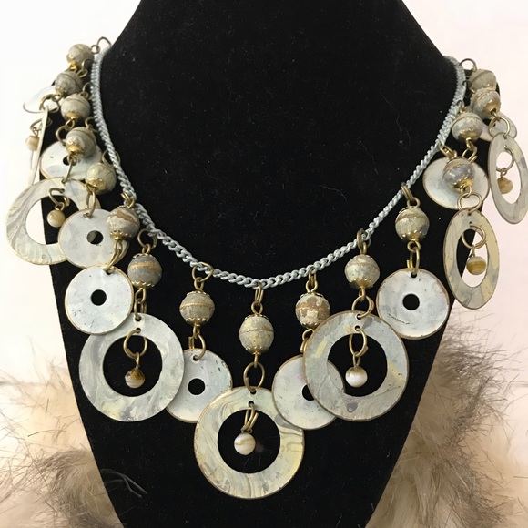 Jewelry - Shabby Chic white washed pale green necklace